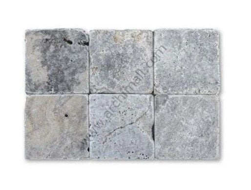 Delta Doğaltaş 10x10 cm Eskitme Silver Traverten  