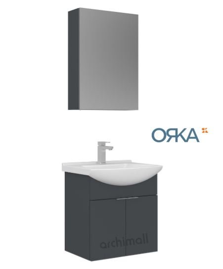 Orka Purus 55 cm Ayna Dolaplı Asma Banyo Dolabı