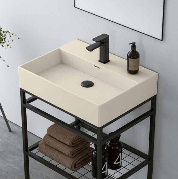 Orka Cape Town 60 Cm Ayakli Bej Lavabolu Banyo Dolabi