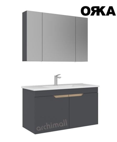 Orka Lena 100 cm Kapaklı Asma Banyo Dolabı