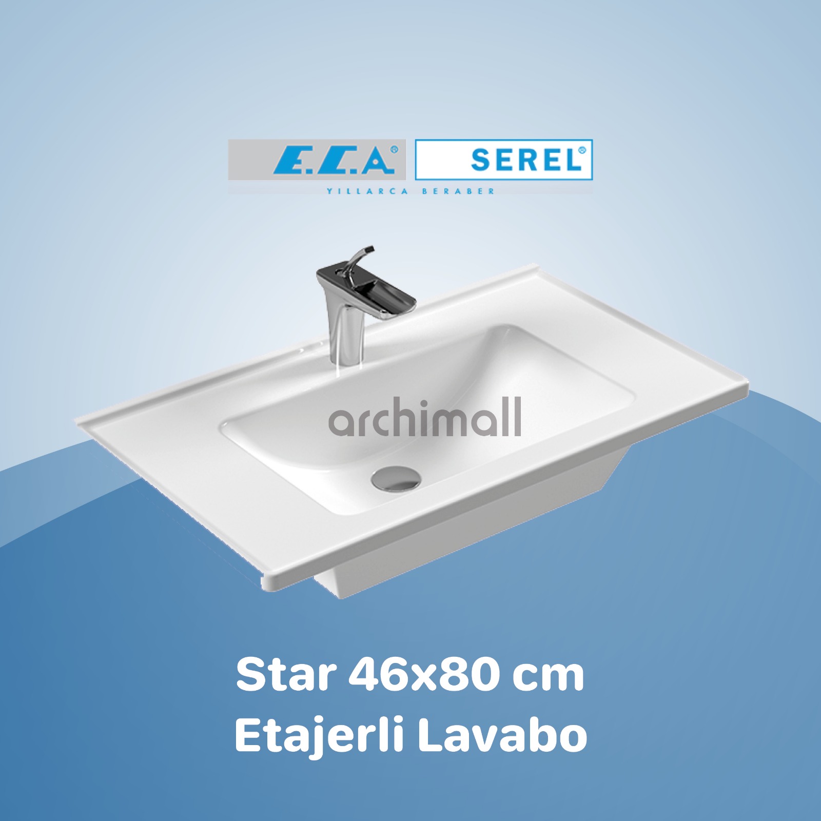 Serel Star 80 cm Etajerli Lavabo