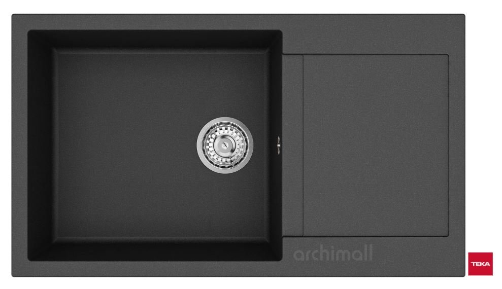 Teka Clivo 60 B-TQ Damlalıklı Siyah Granit Evye