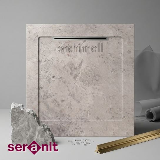 Aquanit 90x90 Slope Fibre Gri Porselen Duş Karosu
