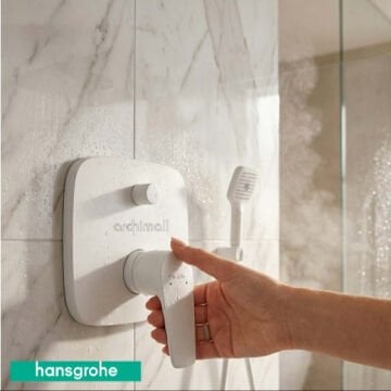 Hansgrohe Talis E Satin Beyaz Ankastre Banyo Bataryası Set