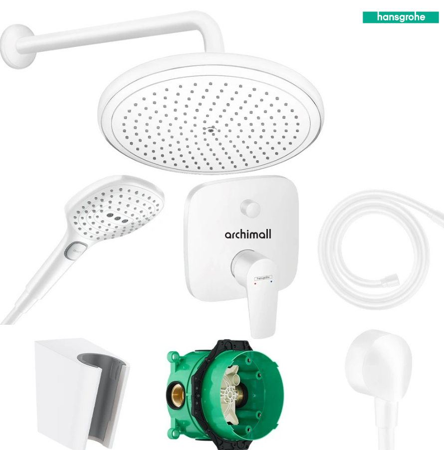 Hansgrohe Talis E Satin Beyaz Ankastre Banyo Bataryası Seti