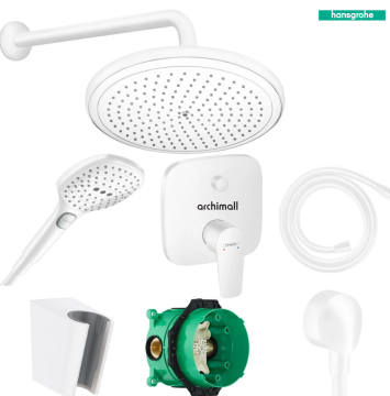 Hansgrohe Talis E Satin Beyaz Ankastre Banyo Bataryası Seti