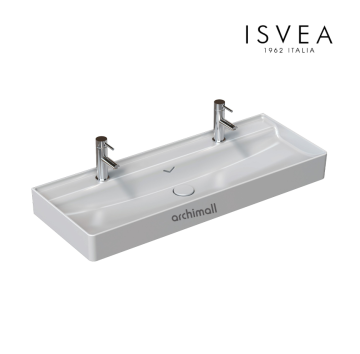 İsvea Vea 121 cm Çift Gözlü Etajerli Lavabo Beyaz