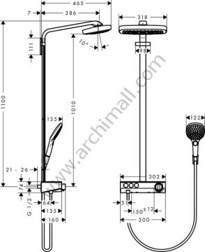 Hansgrohe Raindance Select E 300 3 jet Duş Kolonu
