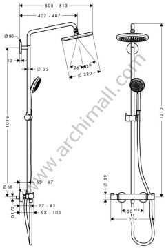 Hansgrohe Croma 220 Duş Kolonu EcoSmart 400 mm
