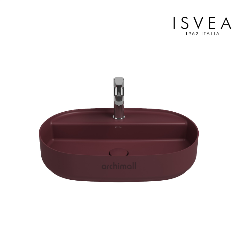 İsvea İnfinity 60 cm Tezgah Üstü Lavabo Rustik Bordo
