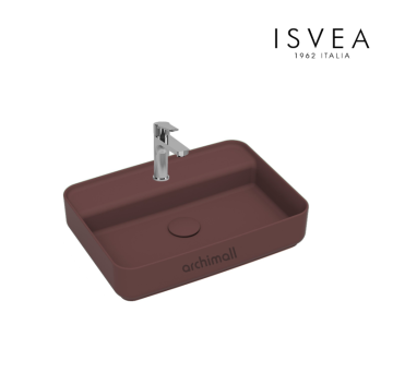 İsvea İnfinity 55 cm Tezgah Üstü Lavabo Rustik Bordo
