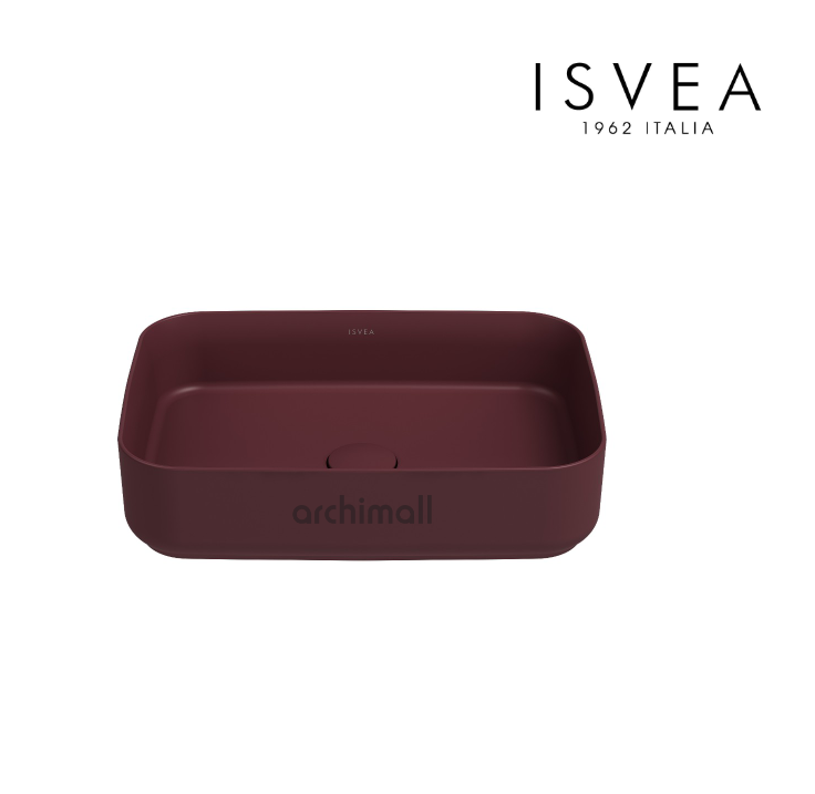 İsvea İnfinity 50 cm Tezgah Üstü Lavabo Rustik Bordo