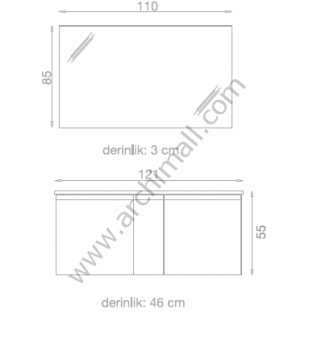Orka Terme 120 cm Asma Banyo Dolabı