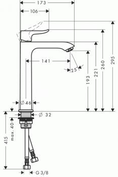 Hansgrohe Metris 200 Yüksek Lavabo Bataryası