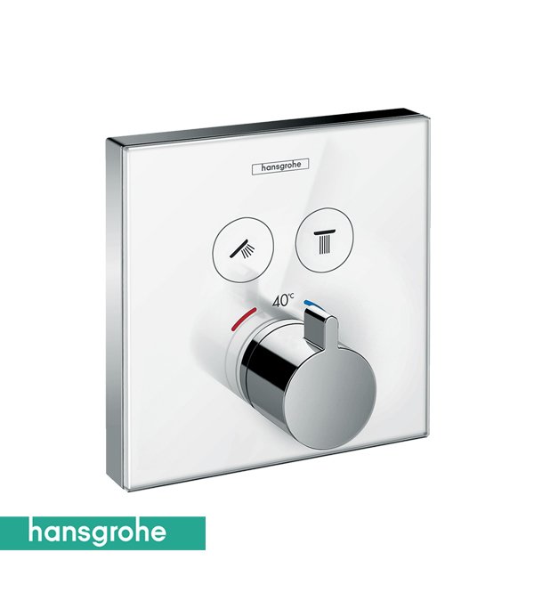 Hansgrohe Ankastre ShowerSelect Glass Termostatik Batarya Beyaz / Krom 15738400