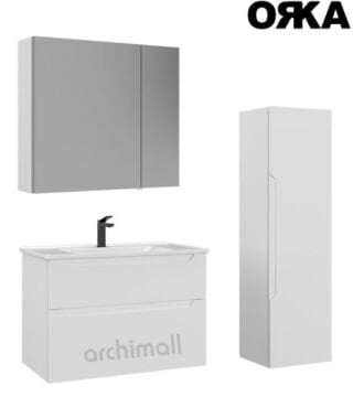 Orka Messina 85 Ayna Dolaplı Asma Banyo Dolabı MAT ANTRASİT