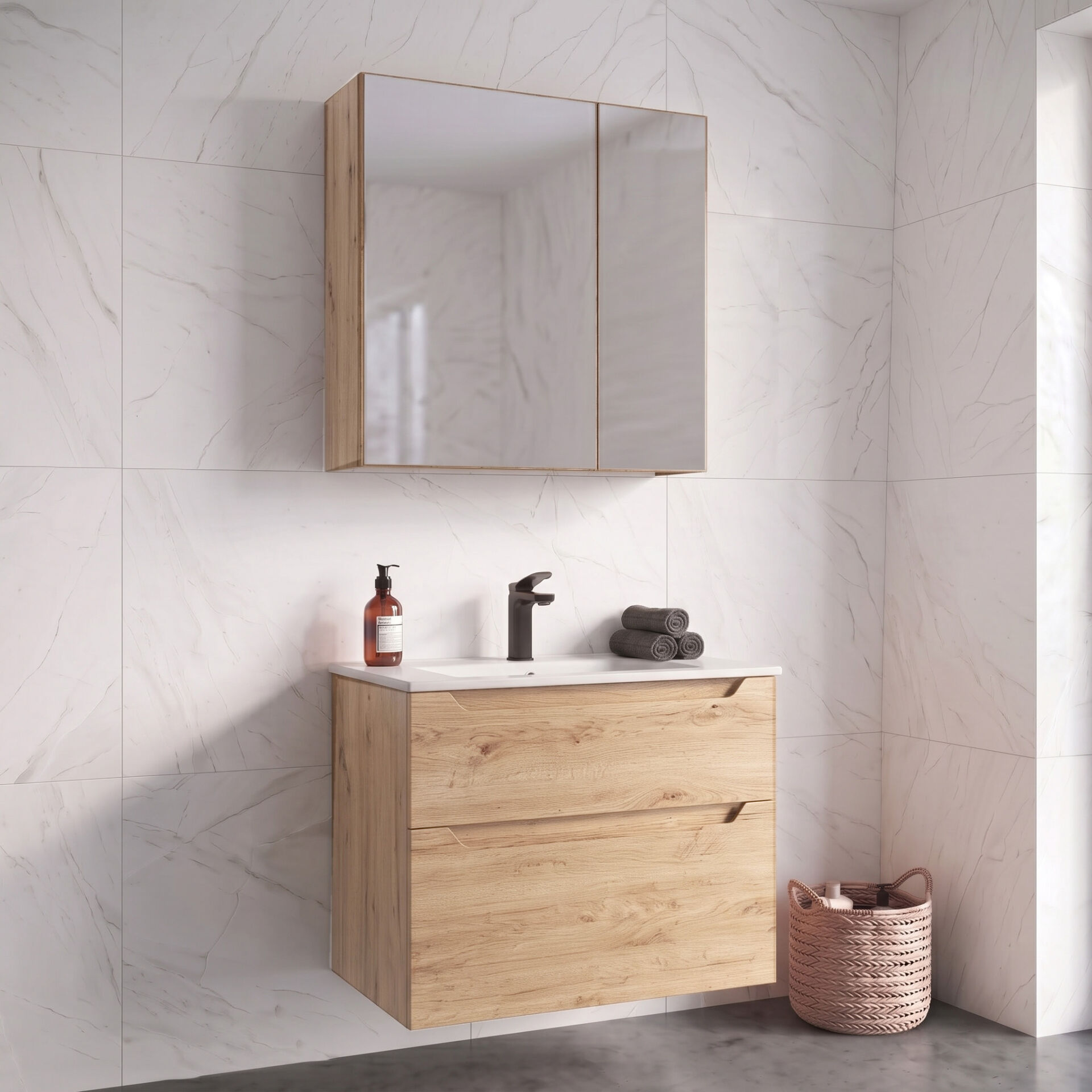 Orka Messina 85 Ayna Dolaplı Asma Banyo Dolabı MEŞE
