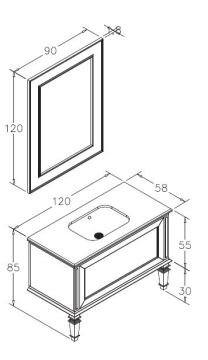 Orka Glory 120 cm Ayaklı Banyo Dolabı