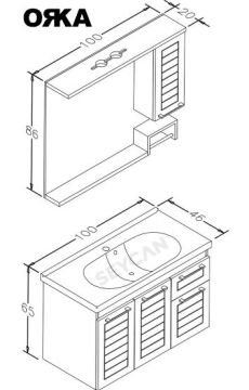 Orka Perge 100 cm Asma Banyo Dolabı