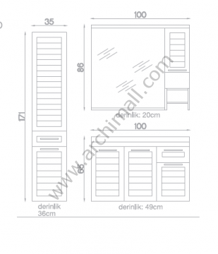Orka Perge 100 cm Asma Banyo Dolabı