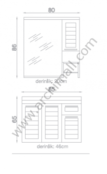 Orka Perge 85 cm Asma Banyo Dolabı