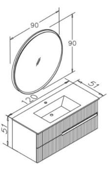 Orka MoonLight 120 cm Asma Banyo Dolabı