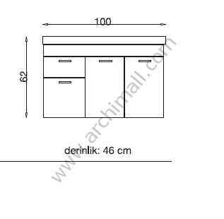 Orka Enez 100 cm Asma Banyo Dolabı