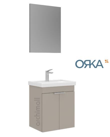 Orka Desna 50 cm Asma Banyo Dolabı MAT ÇÖL BEJİ