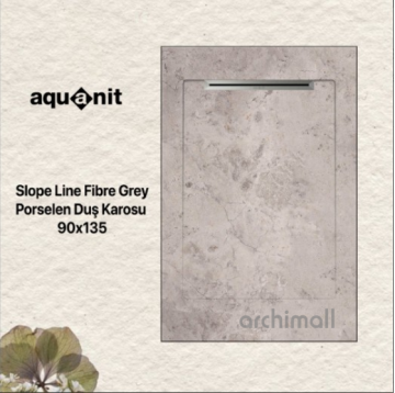 Aquanit 90x135 Fibre Grey Porselen Duş Karosu