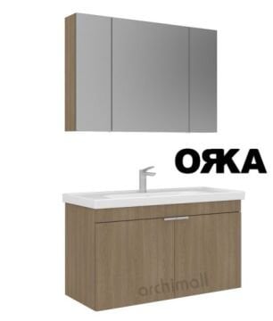 Orka Desna 100 cm Asma Banyo Dolabı MAT ÇÖL BEJİ
