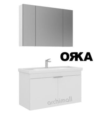 Orka Desna 100 cm Asma Banyo Dolabı MAT ÇÖL BEJİ