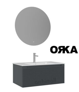 Orka Desna 100 cm Asma Banyo Dolabı MAT ANTRASİT