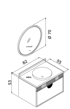 Orka Molino 80 cm Asma Banyo Dolabı