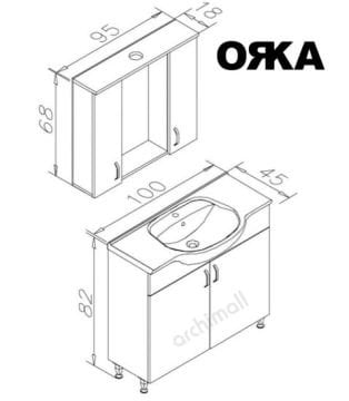 Orka Duru 100 cm Ayaklı Banyo Dolabı