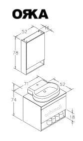 Orka Knidos 70 cm Dolaplı Ayna Banyo Dolabı