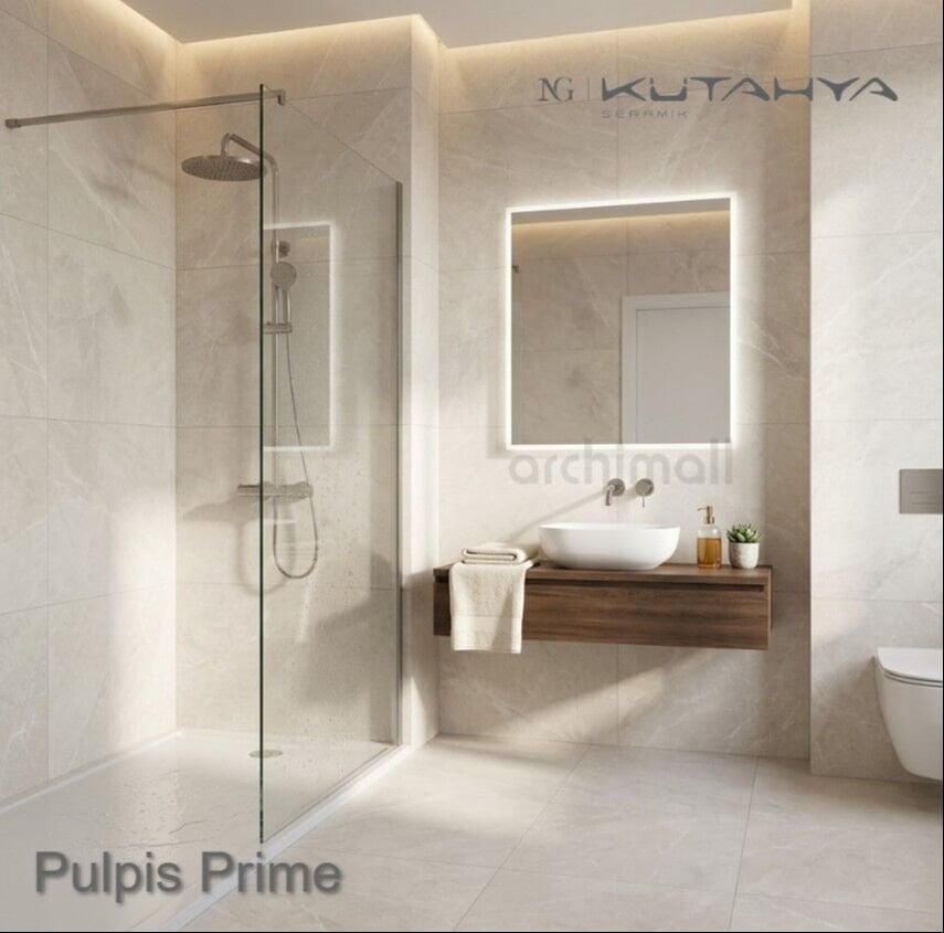 kütahya seramik 60x120 Pulpis Prime Açık Gri Parlak Nano porselen karo