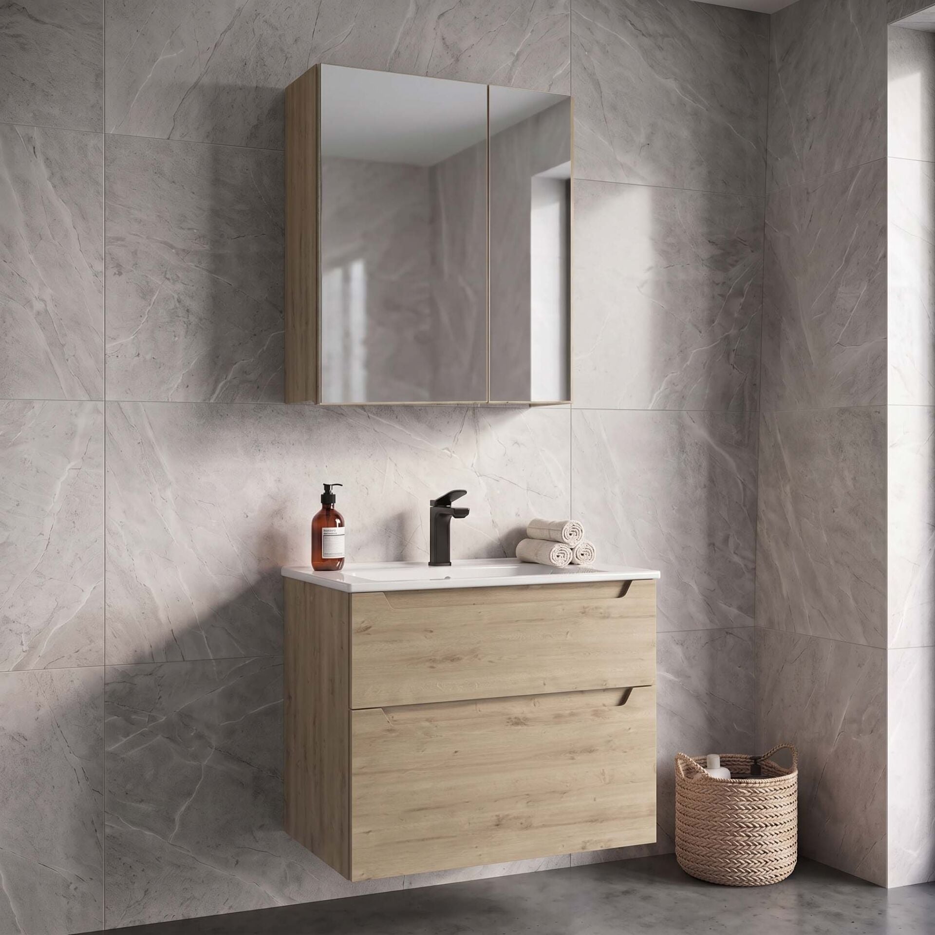 Orka Messina 65 Ayna Dolaplı Asma Banyo Dolabı MEŞE