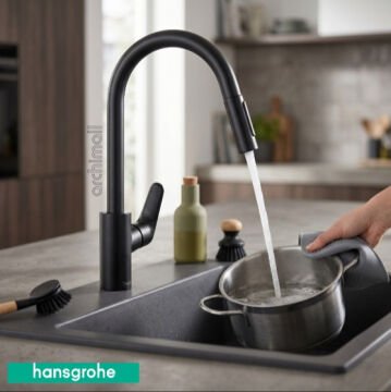Hansgrohe Focus 240 Satin Siyah Spiralli Evye Bataryası