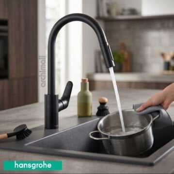 Hansgrohe Focus 240 Satin Siyah Spiralli Evye Bataryası
