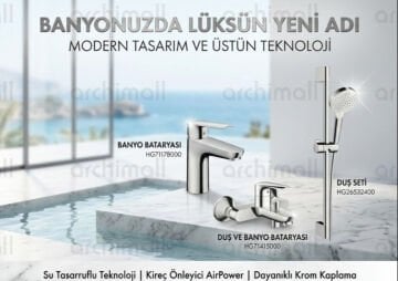 Hansgrohe Logis E banyo lavabo ve duş batarya seti krom mekansal görünüm