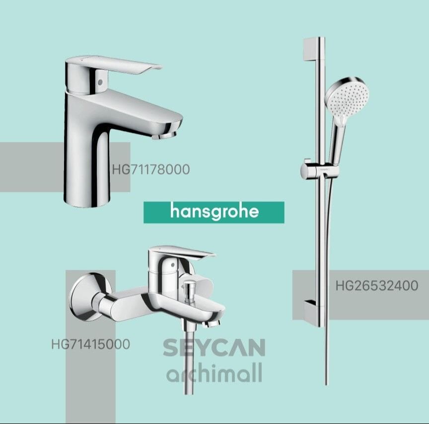 Hansgrohe Logis E banyo lavabo ve duş batarya seti krom