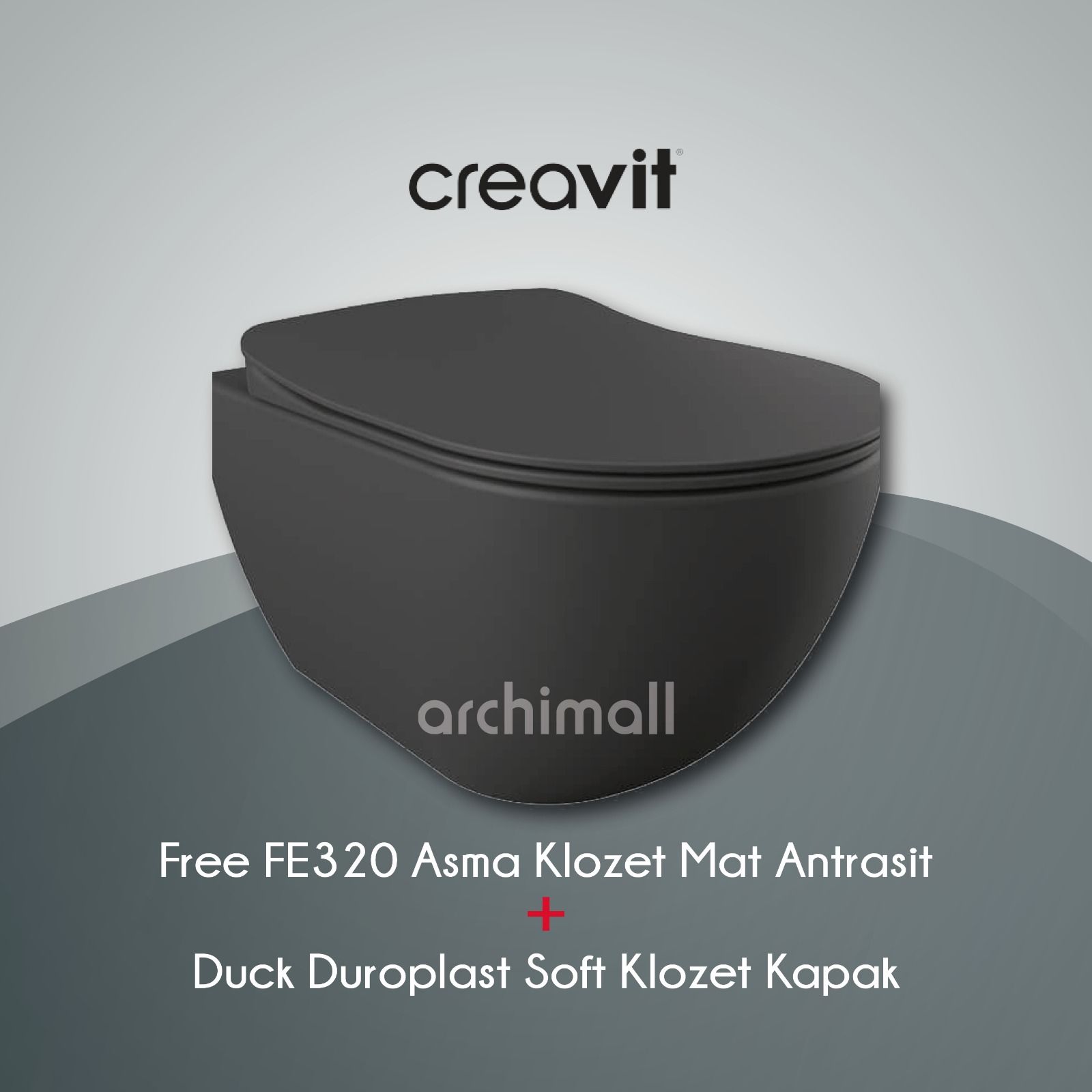 Creavit Free Asma Klozet Mat Antrasit+Duck Kapak