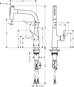 Hansgrohe Metris Select M71 spiralli eviye bataryası