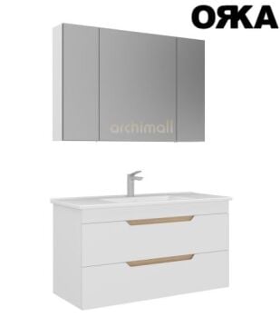 Orka Lena 100 cm Çekmeceli Asma Banyo Dolabı MAT BEYAZ
