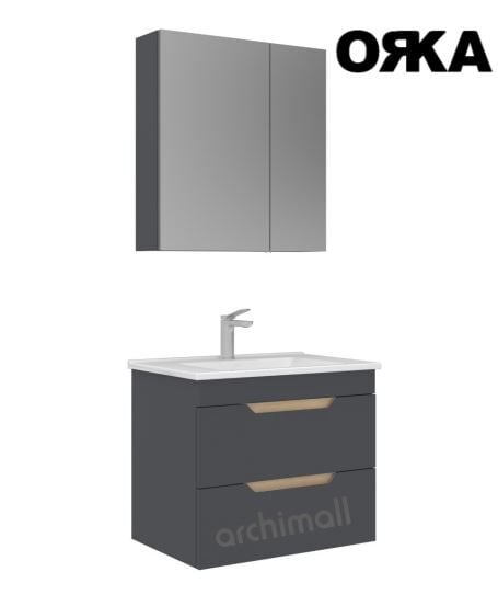 Orka Lena 65 cm Çekmeceli Asma Banyo Dolabı MAT ANTRASİT