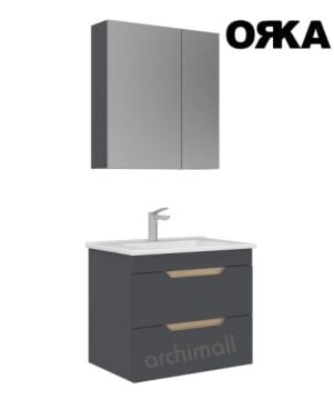 Orka Lena 65 cm Çekmeceli Asma Banyo Dolabı MAT ANTRASİT
