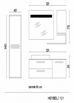 Orka Heybeli 120 cm Asma Banyo Dolabı