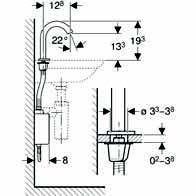 Geberit Piave Fotoselli Lavabo Bataryası Pilli Çift Su Girişli