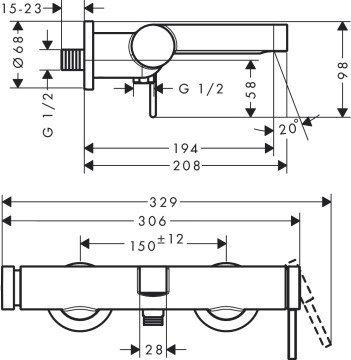Hansgrohe Finoris Banyo Bataryası Aplike 76420000