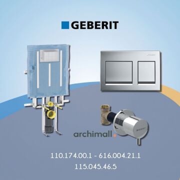 Geberit Alpha 8 cm Gömme Rezervuar Seti Mat Krom Butonlu